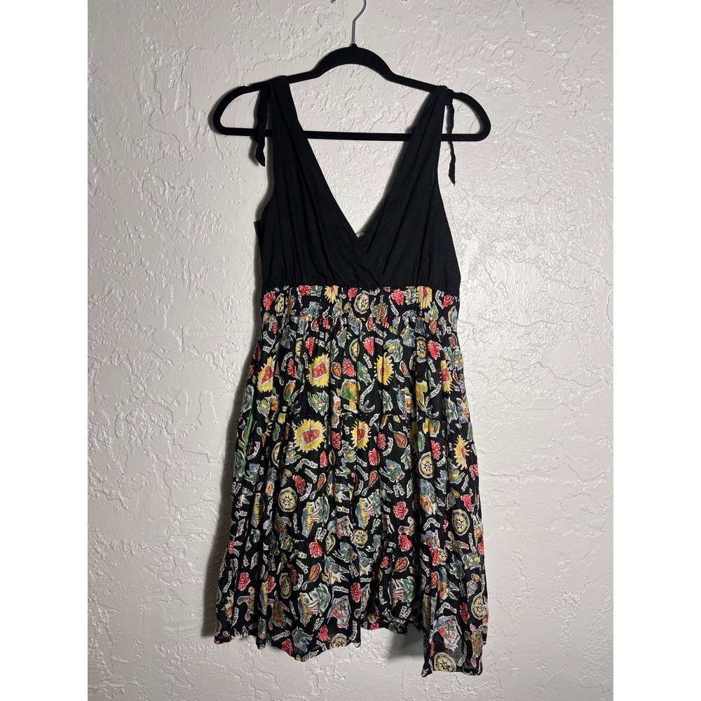 Maeve Anthropologie Dress Size 6 Travel Print Cotton Sleeveless Fit Flare Midi